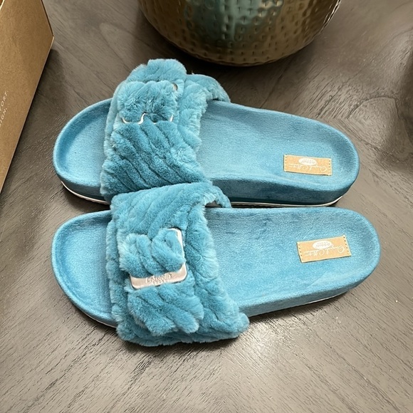 Original Collection by Dr. Scholl's OG Faux Fur Buckle Detail Slide Sandals - Picture 7 of 9